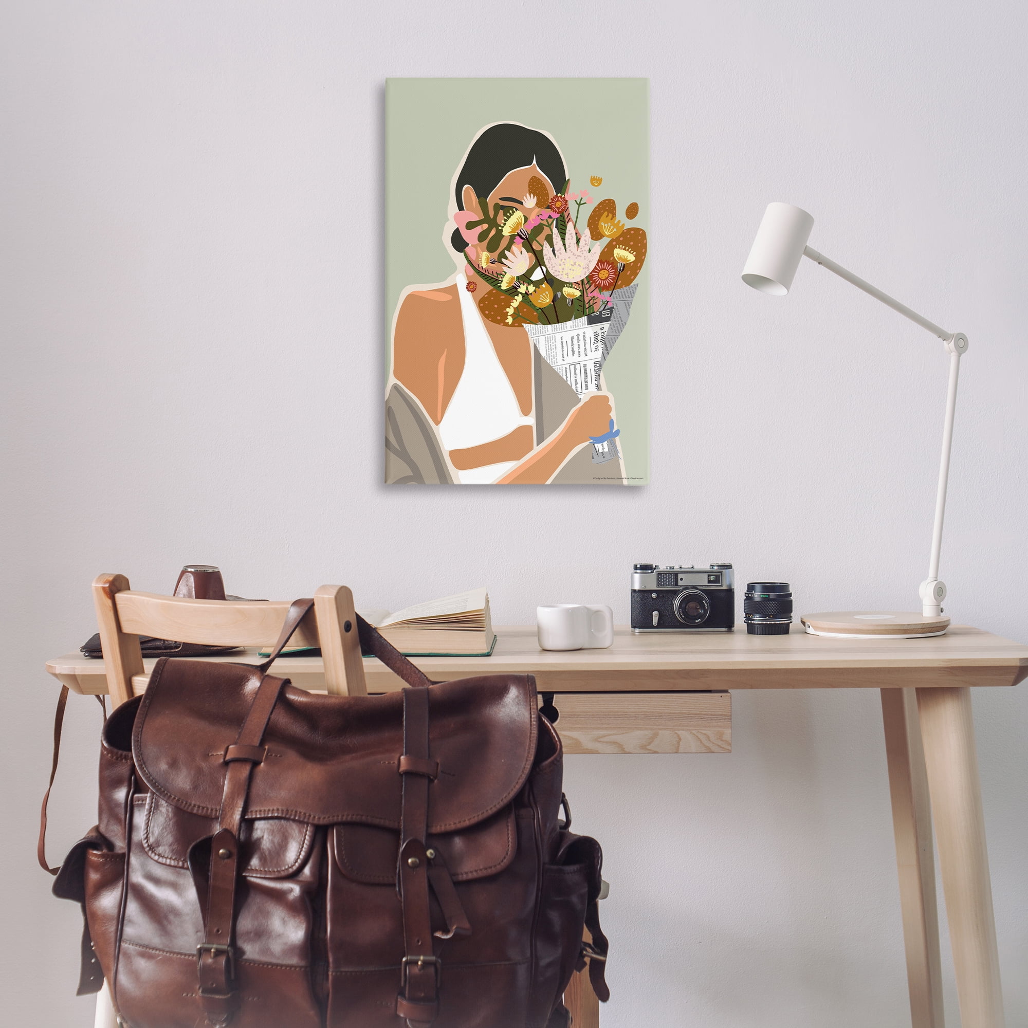Stupell Industries Woman & Plant Bouquet People Painting Wrapped Canvas Art Print Wall Art, 24 x 36