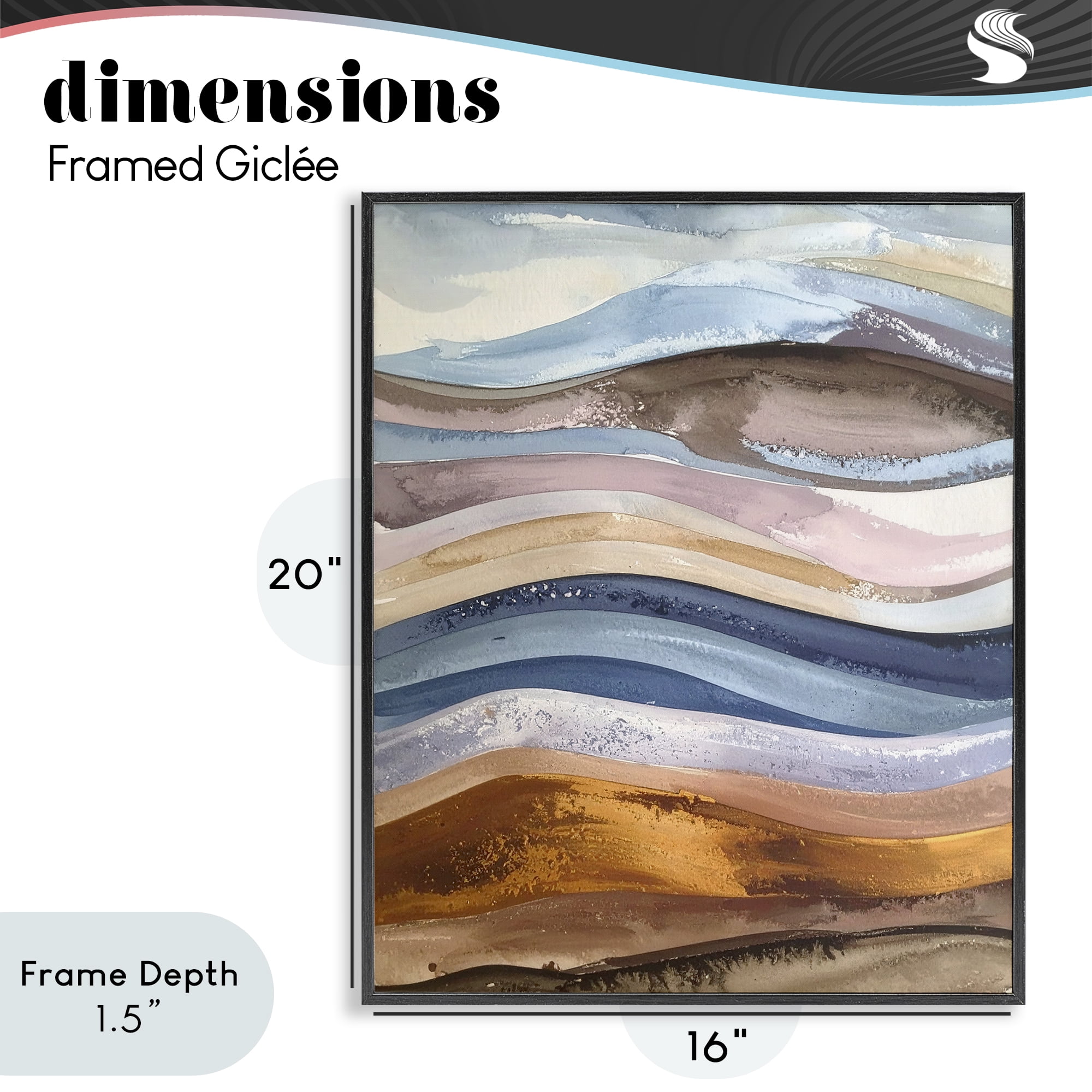 Stupell Industries Ocean Flow Layers Black Framed Giclee Art, design by Alonza Saunders