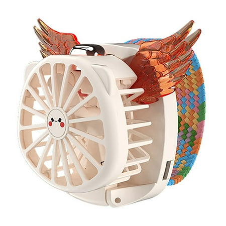 

HuacFive Mini Watch Fan Soft Natural Wind Foldable Cartoon Angel Wing Personal Watch Fan for Children