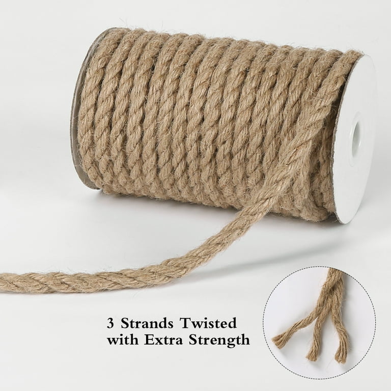 HRX 8mm Thick Jute Rope, 50ft Strong for DIY Projects, Gardening