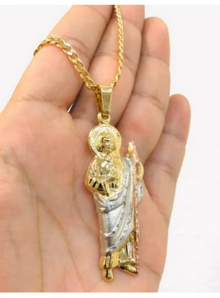 Saint Thaddeus Gold Necklace. Gold Plated. Gold Filled. San Judas Tadeo  Cadena De Oro Laminado. Gold. Gold Plated Jewerly. Joyeria De Oro 