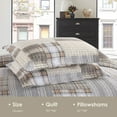 thumbnail image 6 of Bedduvit 100% Cotton Queen Size Quilt Set - Tan/Brown Farmhouse Patchwork Plaid Bedspread Quilt for Queen Beds, Country Lightweight Summer 3-Piece Queen Size Bedding Set/Coverlet - (98"x90"), 6 of 12