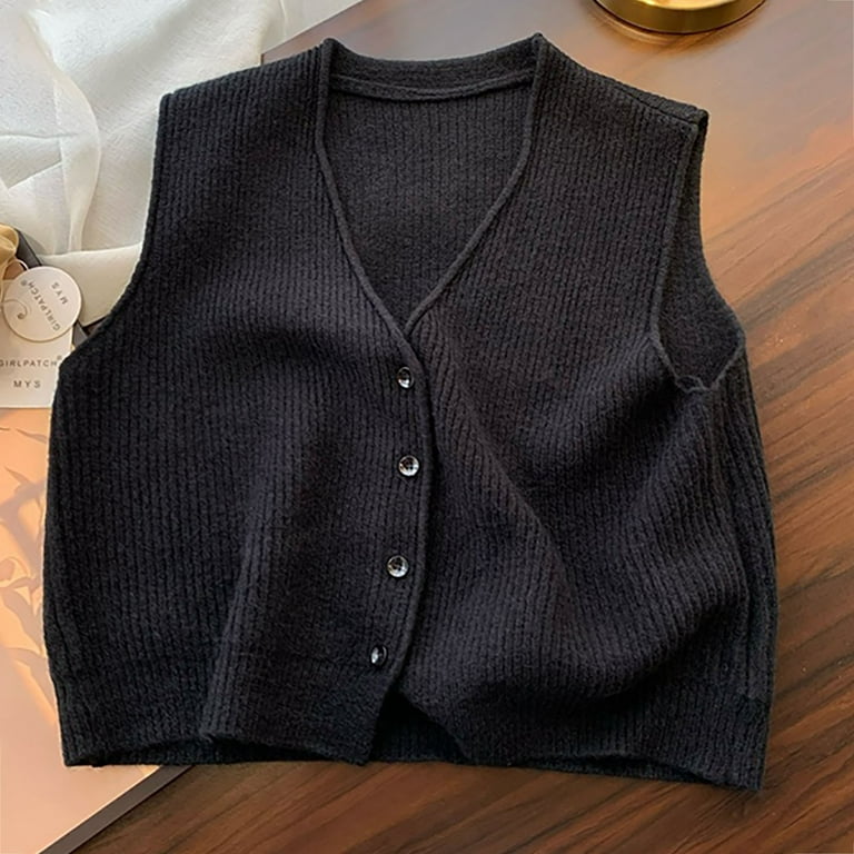 ZACPNCV Sweater Vest Top for Women's Solid Color V-neck Single