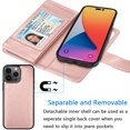 thumbnail image 3 of For Apple iPhone 14 Pro Max Wallet Case, EBIZCITY Luxury Cash Credit Card Slots Holder PU Leather Flip Cover [Detachable Magnetic TPU Case] & Kickstand & Wristlet Strap Cover -Rose Gold, 3 of 6