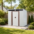 thumbnail image 2 of CarButler 6x5ft Metal Outdoor Storage Shed with Transparent Plate and Lockable Sliding Doors for Garden Backyard Patio White, 2 of 8