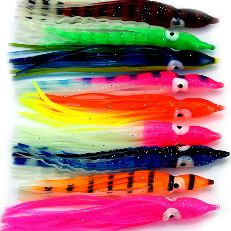 30pcs Soft Plastic Fishing Lures Trolling Bait Lure Multi Colour Octopus  Fishing Lures Squid Skirt Soft Lures (2.36in/ 6cm) 
