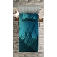 thumbnail image 3 of Ambesonne Underwater Quilted Bedspread Set 2 Pcs, Dolphins Ship Sea, Twin Size, Slate Blue Pale Blue, 3 of 3