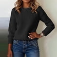 thumbnail image 6 of Women's Fashion Casual Loose Pullover Solid Color Round Neck Long Sleeve Knit Sweater for Fall and Winter, Comfortable and Versatile, Ideal for Everyday Wear,Black,Size L, 6 of 6