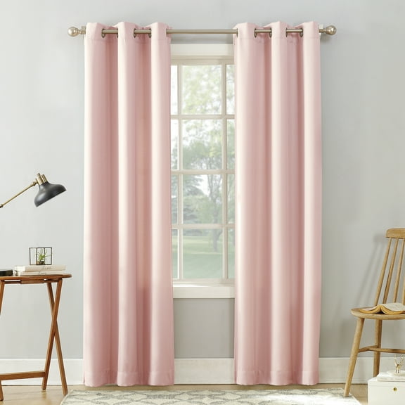 No. 918 Sora Casual Textured Semi-Sheer Grommet Curtain Panel, 40"x63", Blush