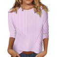thumbnail image 2 of ZDNIXIAN Womens Long Sleeve Shirts Tops ,Crew Neck Long Sleeve Casual Shirt, Loose Fit Mixed Stripe Pullover Top, Lightweight Relaxed Fit Daily Fashion Tunic, 2 of 5