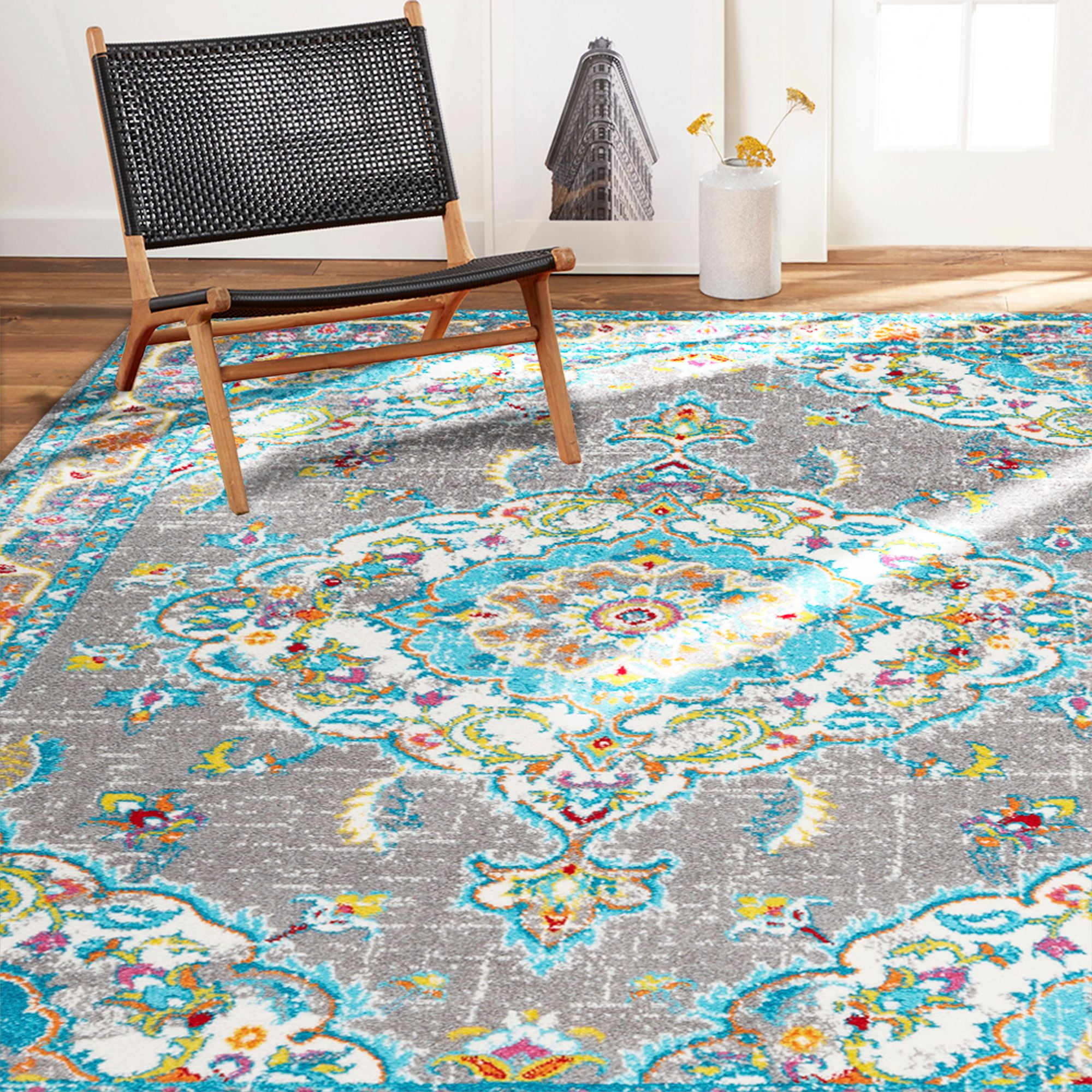 Home Dynamix Splash Andre Contemporary Medallion Area Rug, Gray, 7' 10