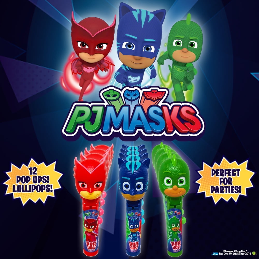 Pop Ups! PJ Masks Lollipop Holder Case, 12 Count, Includes Lollipops