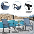 thumbnail image 4 of Walsunny 3 Pieces Rocking Bistro Patio Furniture Rocker Set with 2 Outdoor Rocking Chairs and 1 Glass Coffee Table for Porch Deck Lawn,Deep Blue, 4 of 9