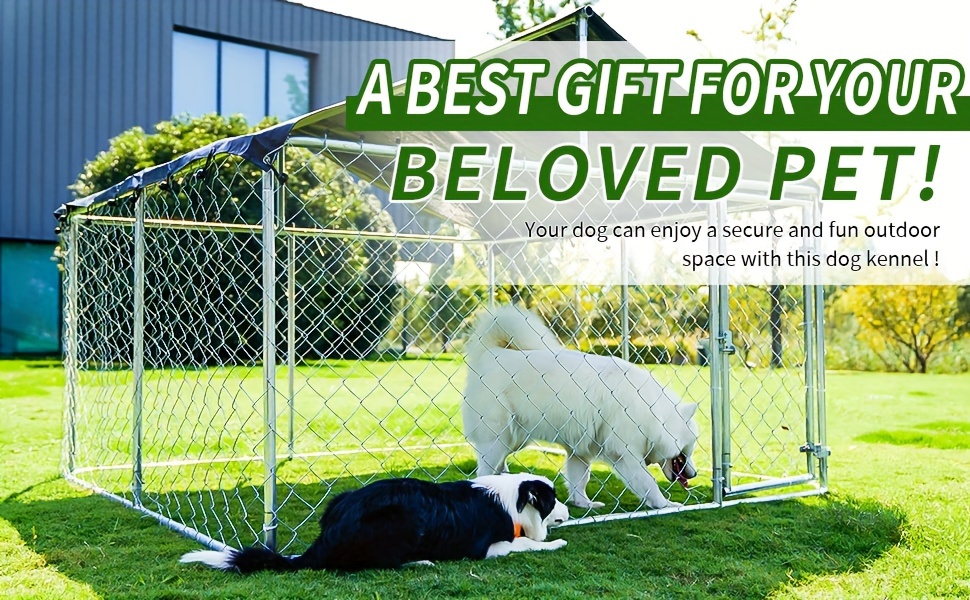 Outdoor Kennel, Heavy-duty Dog ​​cage, Large Mesh Pet Cage, Steel Fence with Safety Lock, 79''x79'' (2mx2m).