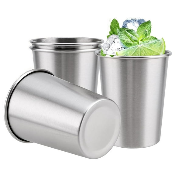 6 Ounce Stainless Steel Pint Cups,Cups for Kids & Toddlers,Shatterproof Cup Tumblers Unbreakable Metal Drinking Glasses,Christmas Cups for Bar, Home, Restaurant ,4Pack