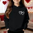 thumbnail image 2 of Girls Double Heart Print Hoodies Long Sleeve Hooded With Pocket Sweatshirts Kids Black 2 Y-3 Y, 2 of 4