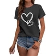 thumbnail image 4 of clearance!Outfmvch Tshirts for couple shirts for women Love Heart Grahic Valentine's Day Crew Neck Graphic Couple Tops Valentine's Day shirt shirts for women graphic t-shirts Black 1 3XL, 4 of 6