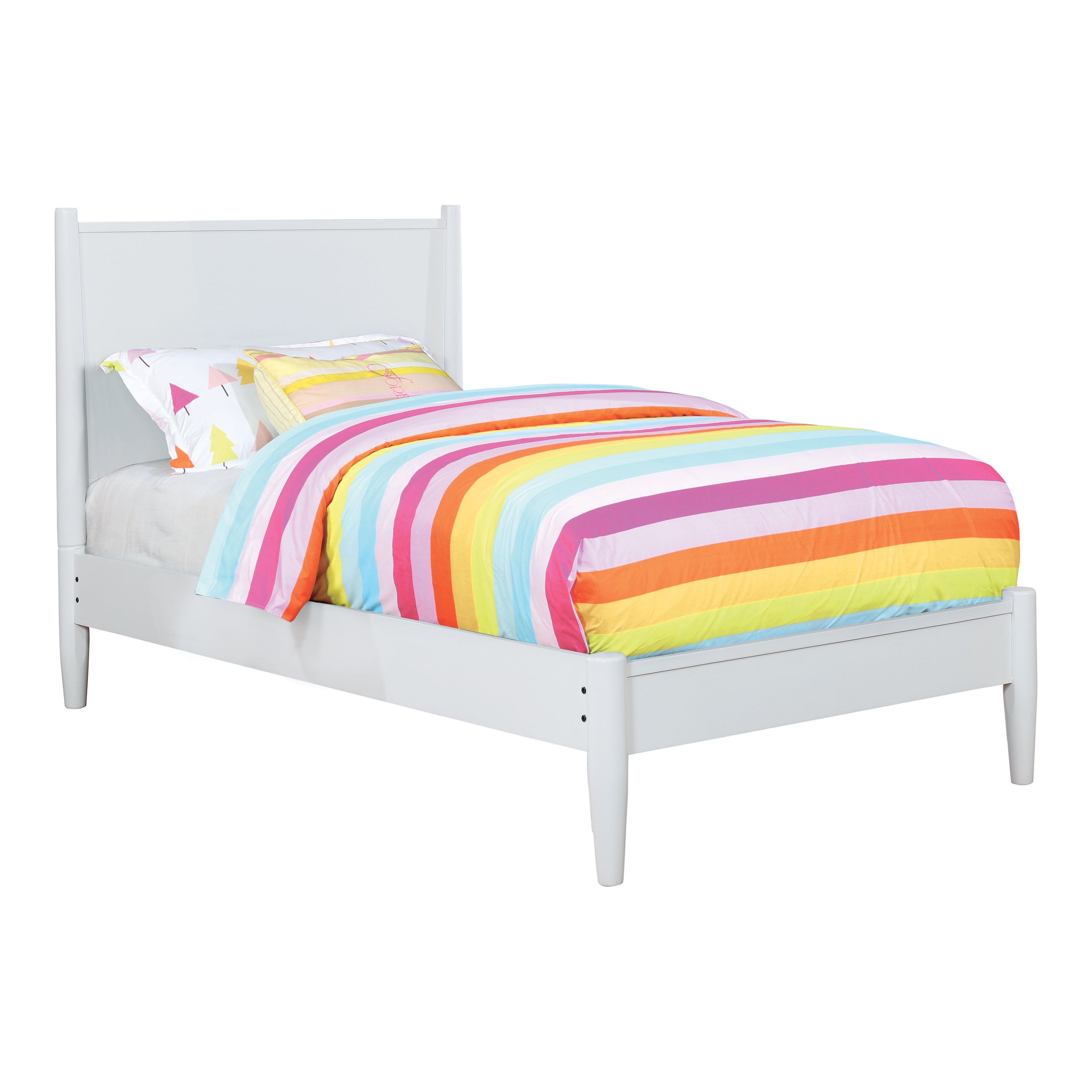 Furniture of America Mattress Ready Solid Wood White Twin Kids Bed