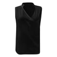 thumbnail image 4 of VNKIDY Women's Solid Color Satin Sleeveless T Shirts V Neck Wrap Front Slim Fit Tees For Office Casual Daily Business Wear Fashionable Tops, 4 of 5