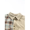 thumbnail image 3 of POGLIP Women's Khaki Plus Size Washed Cord Plaid Shirt, 3 of 6