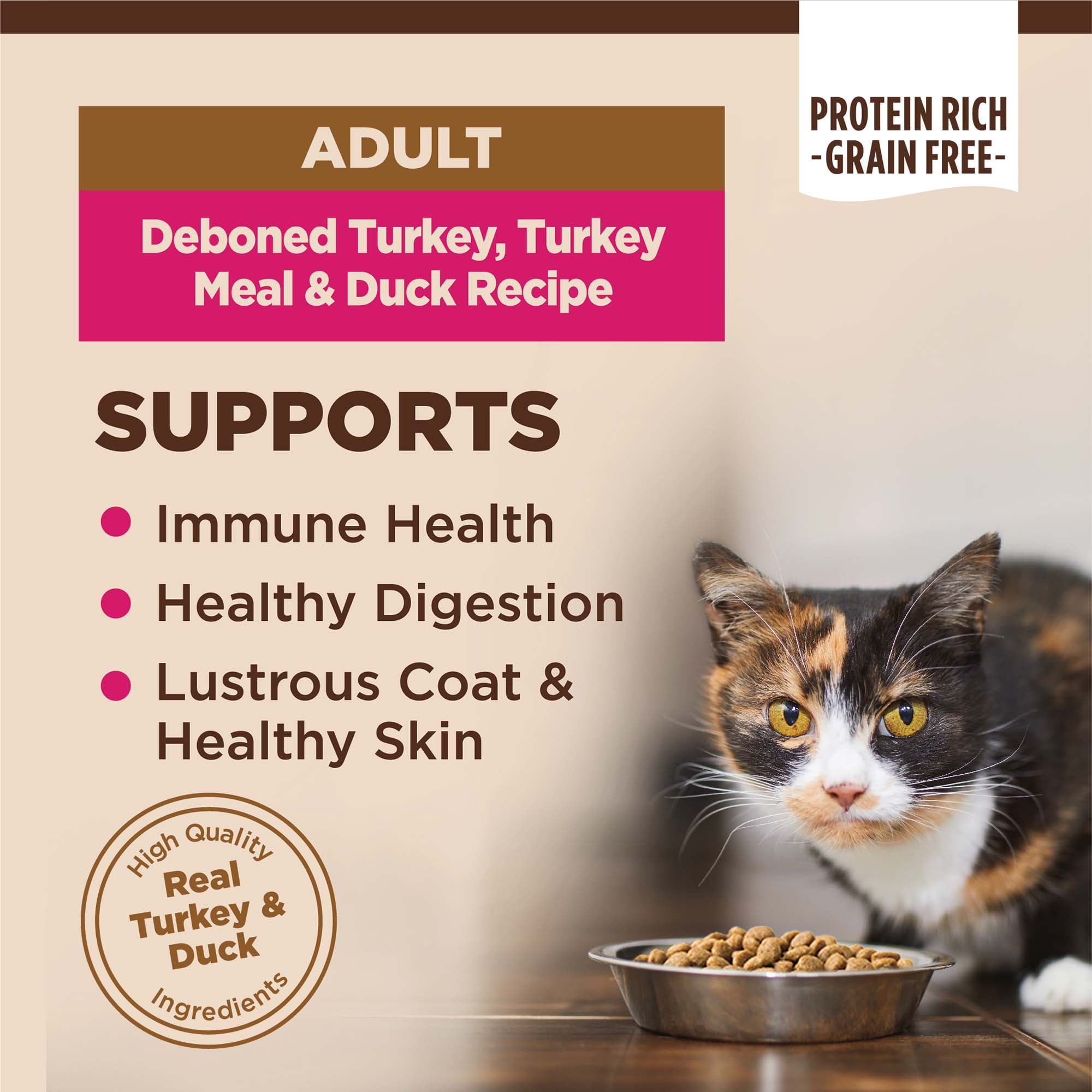 Wellness CORE Adult Dry Cat Food, Natural, Grain Free Kibble, Turkey and Duck Recipe, 11 lb Bag