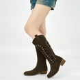 thumbnail image 2 of Ecetana Cowboy Boots for Women Western Booties Wide Calf Rivet Chunky Heel Boots, 2 of 5