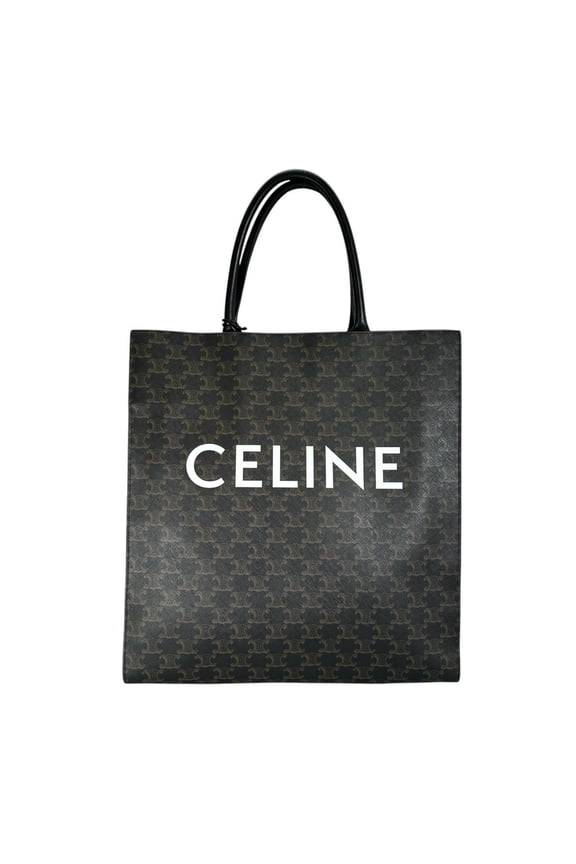 Pre-Owned CELINE Vertical Cabas Large Tote Bag, Coated Canvas, Brown, Men's & Women's