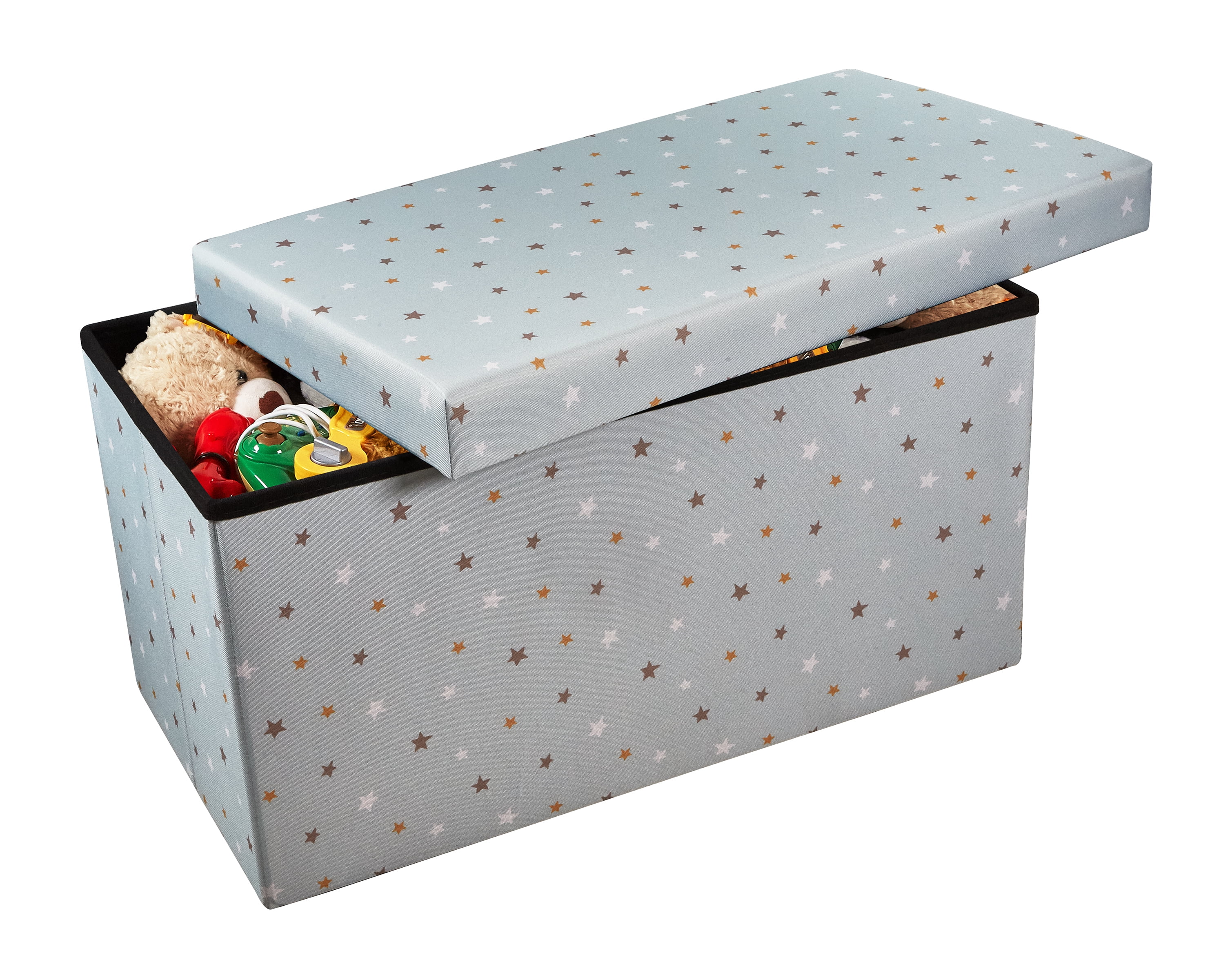 Kvell Foldable Children's Toy Storage Chest with Stars Pattern, Multi-Color