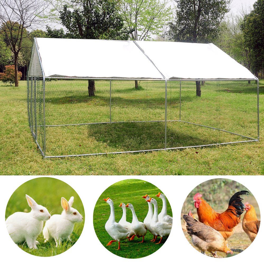Large Walk in Chicken Run Coop Hen House Enclosure Backyard Poultry Cage Cover 10' x 10