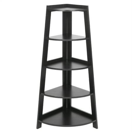 

5 Tier Corner Shelf Stand Wood Display Storage Home Furniture Black