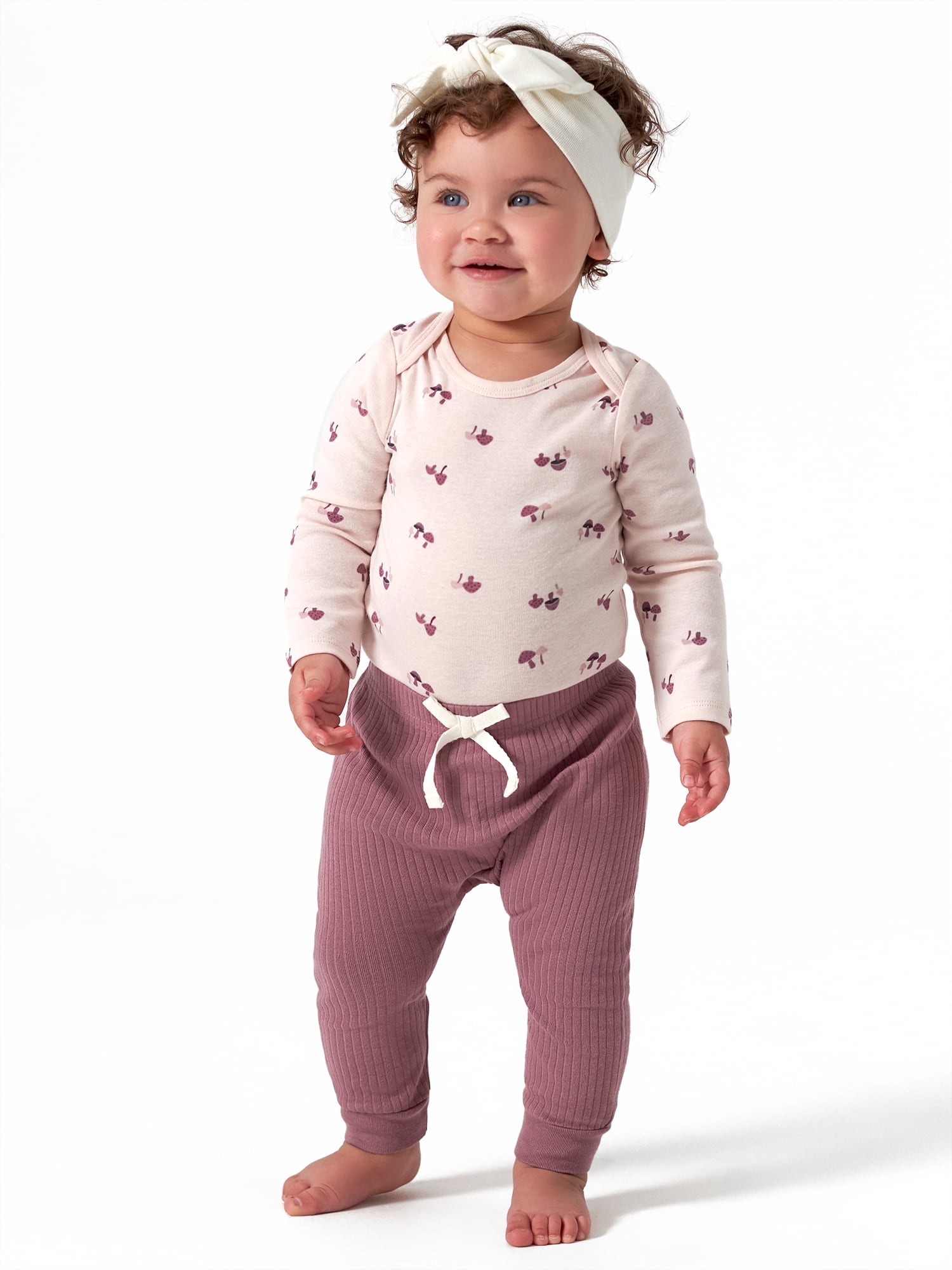Modern Moments by Gerber Baby Girl Long Sleeve Onesies Bodysuit & Pant Outfit Sets, 6-Piece (Newborn - 12M)