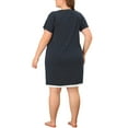 thumbnail image 3 of Agnes Orinda Women's Plus Size Nightgowns Polka Dots V Neck Short Sleeve Midi Sleepshirt 1X Dark Blue, 3 of 7
