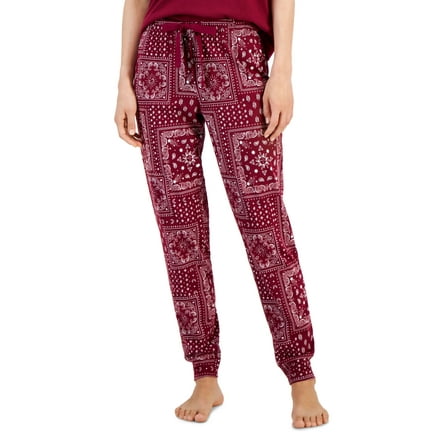 Jenni Women’s Printed Knit Jogger Pajama Pants, Red, X-Large