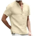 thumbnail image 3 of Durtebeua White T Shirts for Men Men's Shirts Short Sleeve Button T-Shirt Lightweight Fashion Casual Pullover Shirt Khaki,XL, 3 of 7