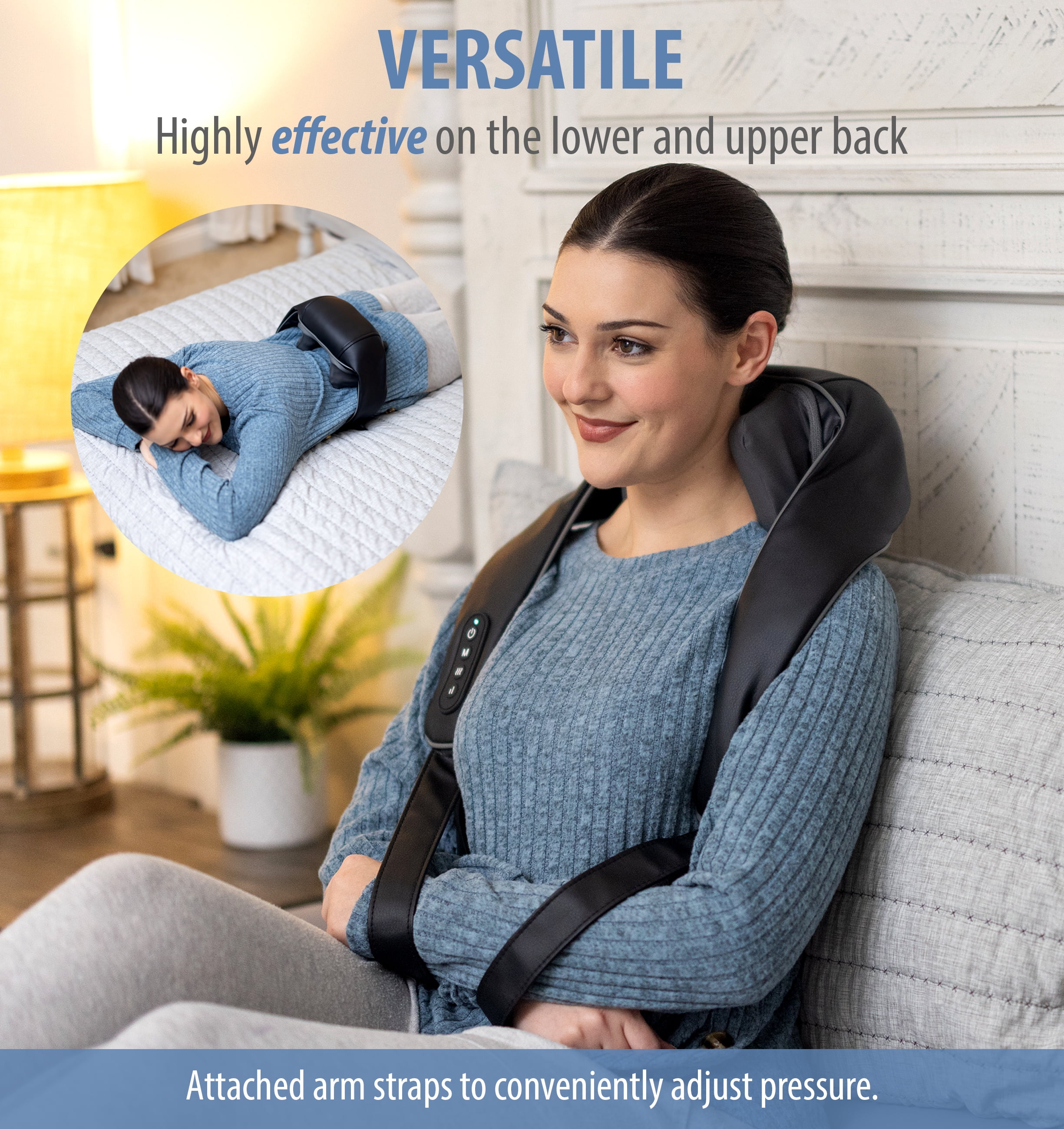 Zyllion Rechargeable Neck & Shoulder Massager Cordless 4D Kneading Deep Tissue Massage with Heat for Back, Muscle Pain, Black