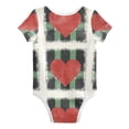 thumbnail image 2 of Valentine Hearts Green-black Plaid Pure Cotton Bodysuit Short Sleeve Pajamas One-Piece Romper Unisex 3 Months, 2 of 6