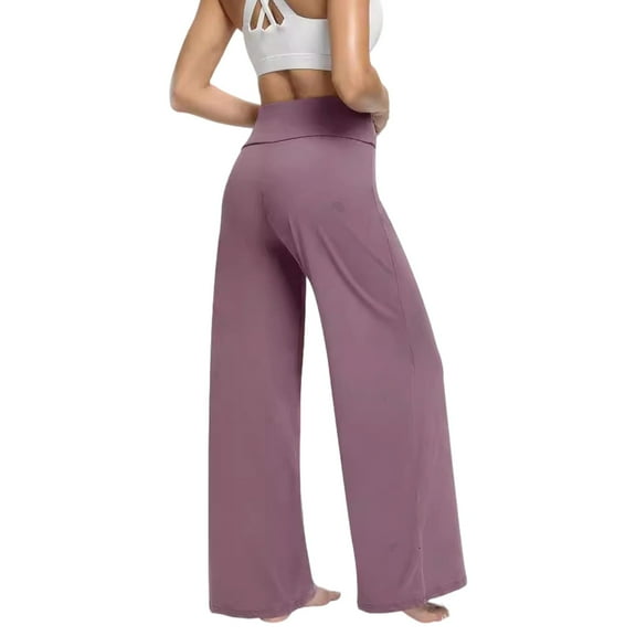 Arlun Women's Casual Pants Elastic High Waisted Straight Wide Leg Pants for Daily Wear Yoga Sports Comfortable Stretchy Soft Thin Breathable Trousers Purple XL