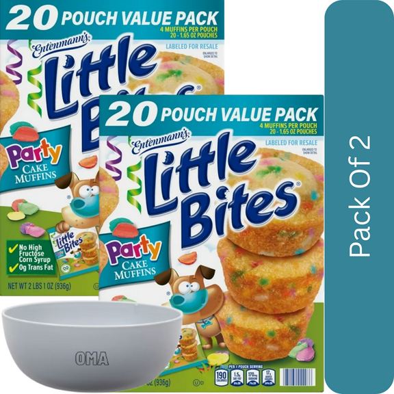 Entenmann’s Little Bites Party Cake Muffins, 1.65 oz (20 ct)-With Olive Green Bowl By OMA