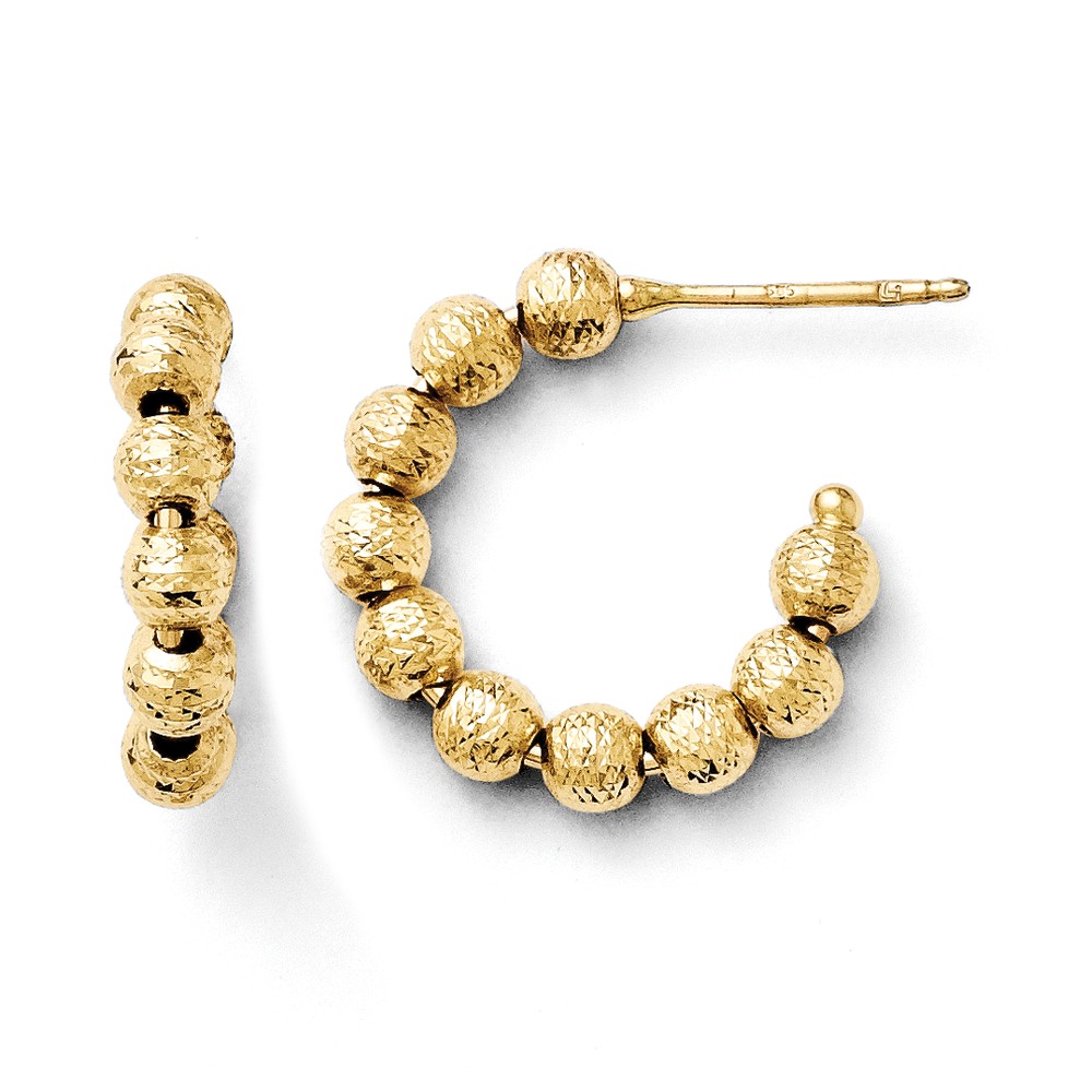 Jewelry 14k Yellow Gold Post Earrings SparkleCut Beaded Post Hoop