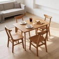 thumbnail image 4 of Toauuo 5-Piece Rustic Wooden Dining Set (1 Table + 4 Armless Chairs), Farmhouse Dinette Set for 4, Solid Rubber Wood, Water-Resistant Top, Ergonomic High Back, Space-Saving & Easy Clean, 4 of 9