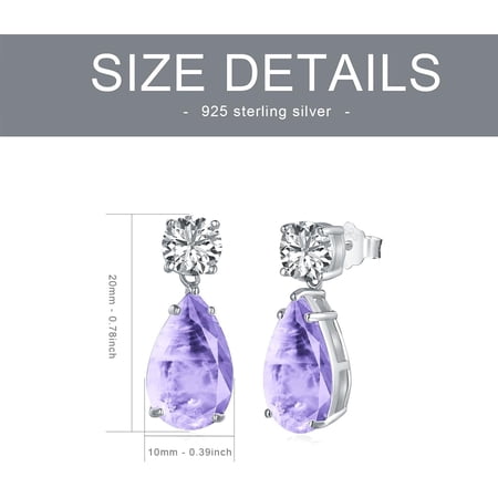 AOBOCO Birthstone Earrings for Women Teardrop earrings Pear Shape 18K White Gold Plated Silver