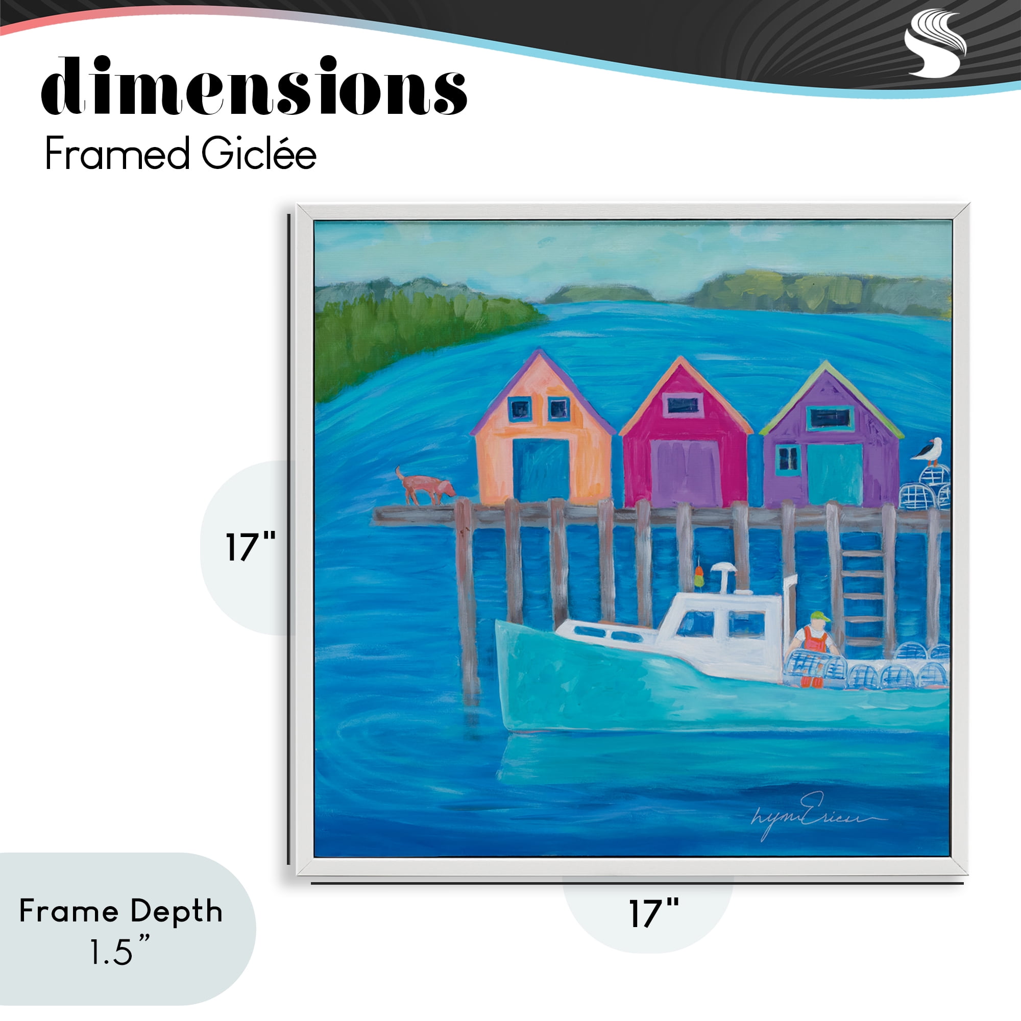 Stupell Industries Work Day at Seaside Village White Framed Giclee Art, design by Lynn Ericson Fine Art
