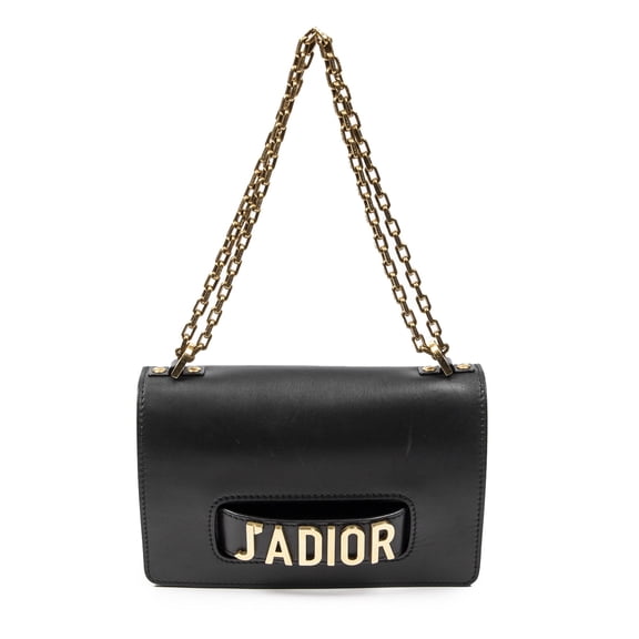 Pre-Owned Dior Black J'Adior Chain Flap Bag Shoulder Bag Calfskin Leather