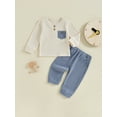 thumbnail image 2 of Suealasg Toddler Boys Fall Clothes Long Sleeve Henley Top Long Pants Sets 6M 12M 18M 2T 3T Infant Baby Boys 2Pcs Spring Outfits, 2 of 7