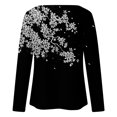 thumbnail image 5 of T-shirts à Manches Longues à Col Ras du Cou pour Femmes, Hauts Tendance à Imprimé Floral, Tuniques Décontractées Amples et Confortables, Chandails, Blouses, 5 of 5