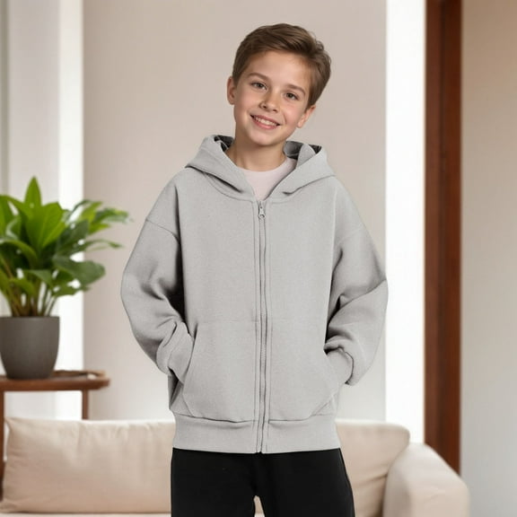 Teen Girls Hoodie Jacket Long Sleeve Zip Up Hoodie Jackets For Boys Warm Lightweight Windproof Jacket Outwear Boys Sweatshirts Size 11-12Years