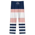 thumbnail image 4 of Pink White Navy Stripes Design Winter Female Pants Flannel High Waist Women Pants Lady Warm Straight Leg Plush Trousers, 4 of 7