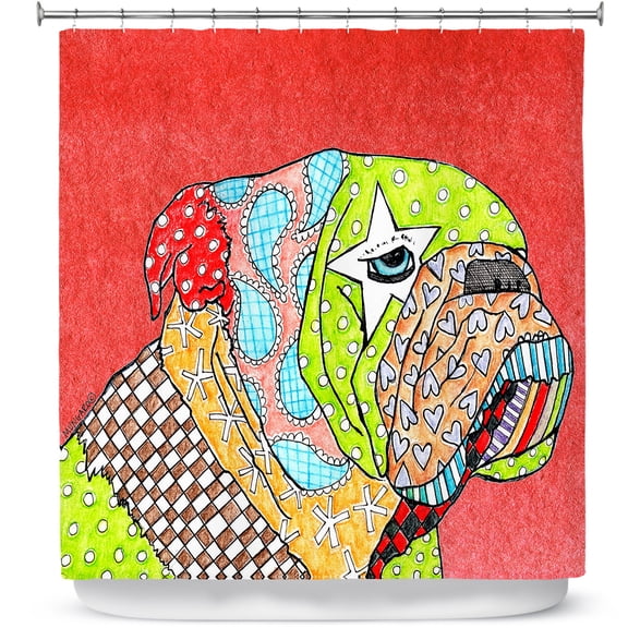 Shower Curtains 70" x 73" from DiaNoche Designs by Marley Ungaro - English Bulldog Watermelon
