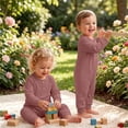 thumbnail image 5 of Jalioing Jumpsuit for Infant Baby Ribbed Solid Color Long Sleeve Romper Soft Comfortable Cotton Baby Clothes for Boys Girls, 5 of 7