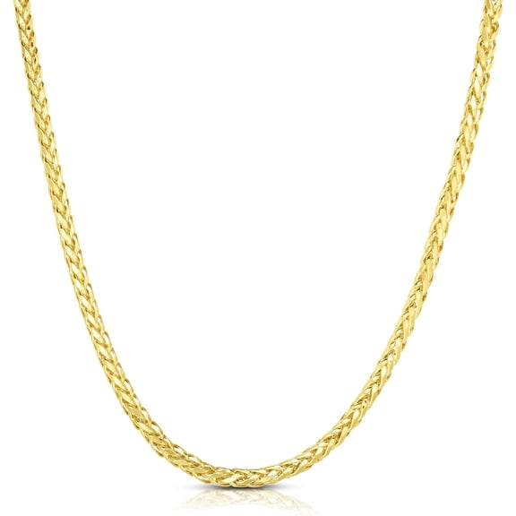 Floreo 10k Yellow Gold 2.7mm Lite Round Wheat Palm Chain Franco Necklace